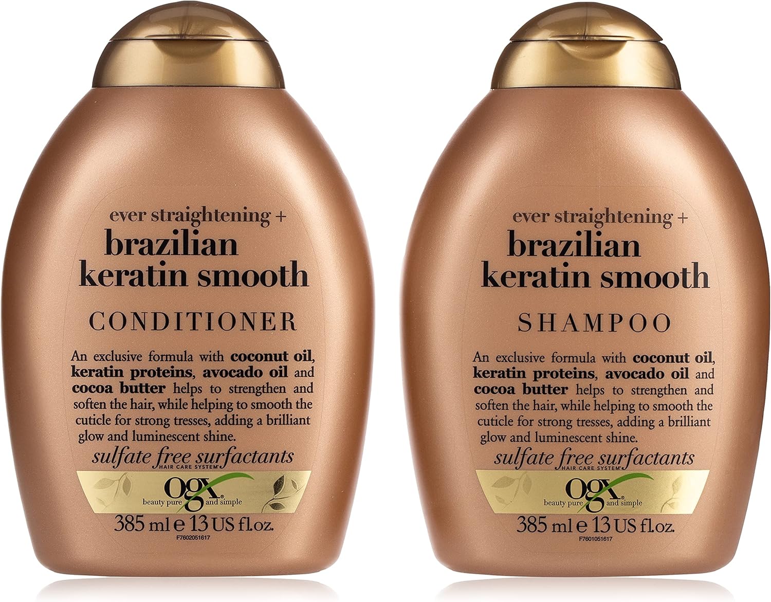ogx shampoo and conditioner ever straightening with brazilian keratin smooth 385ml pack of 2
