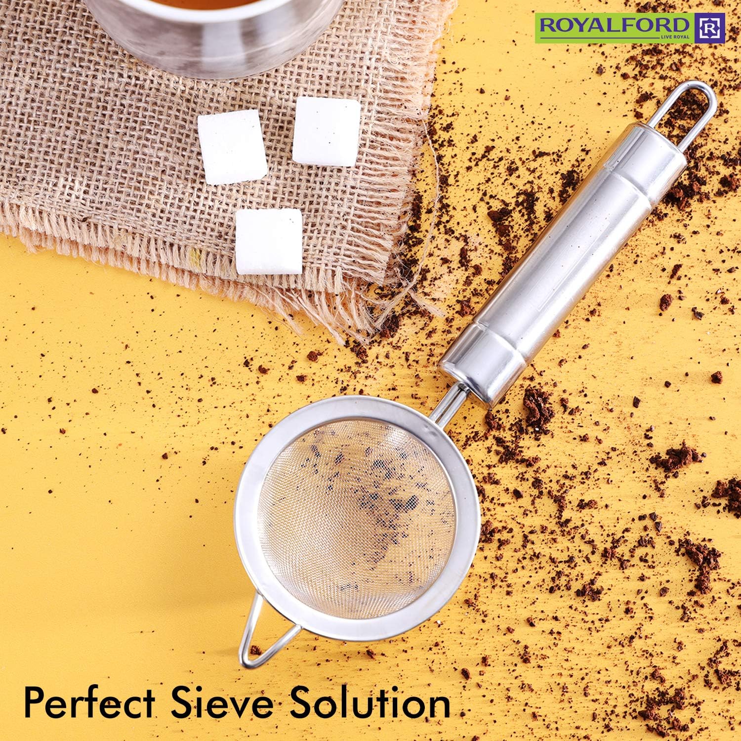 royalford food strainer, tea silver 6.5 cm, rf5924