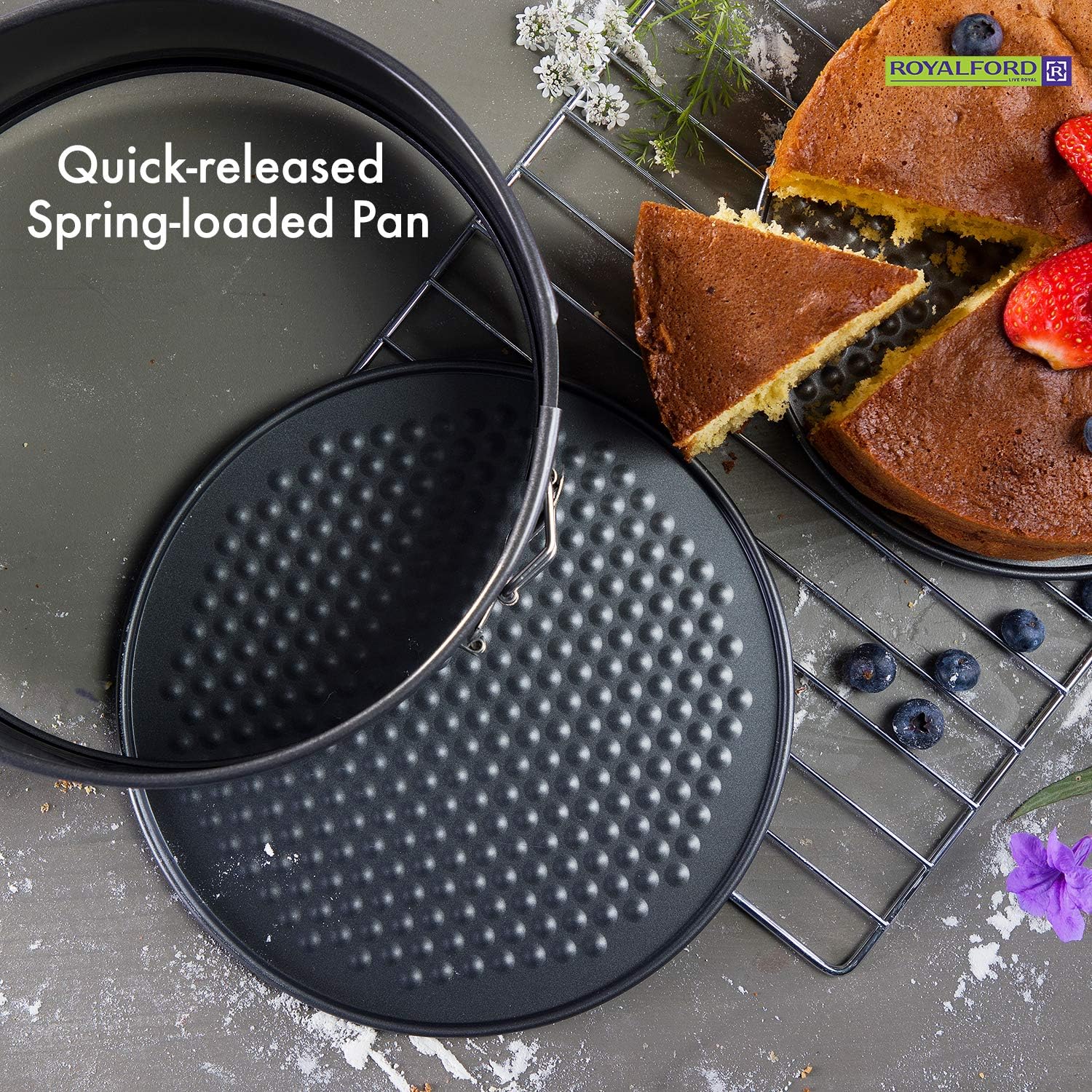 royalford non stick quick release springform cake tin with loose base, 24 cm