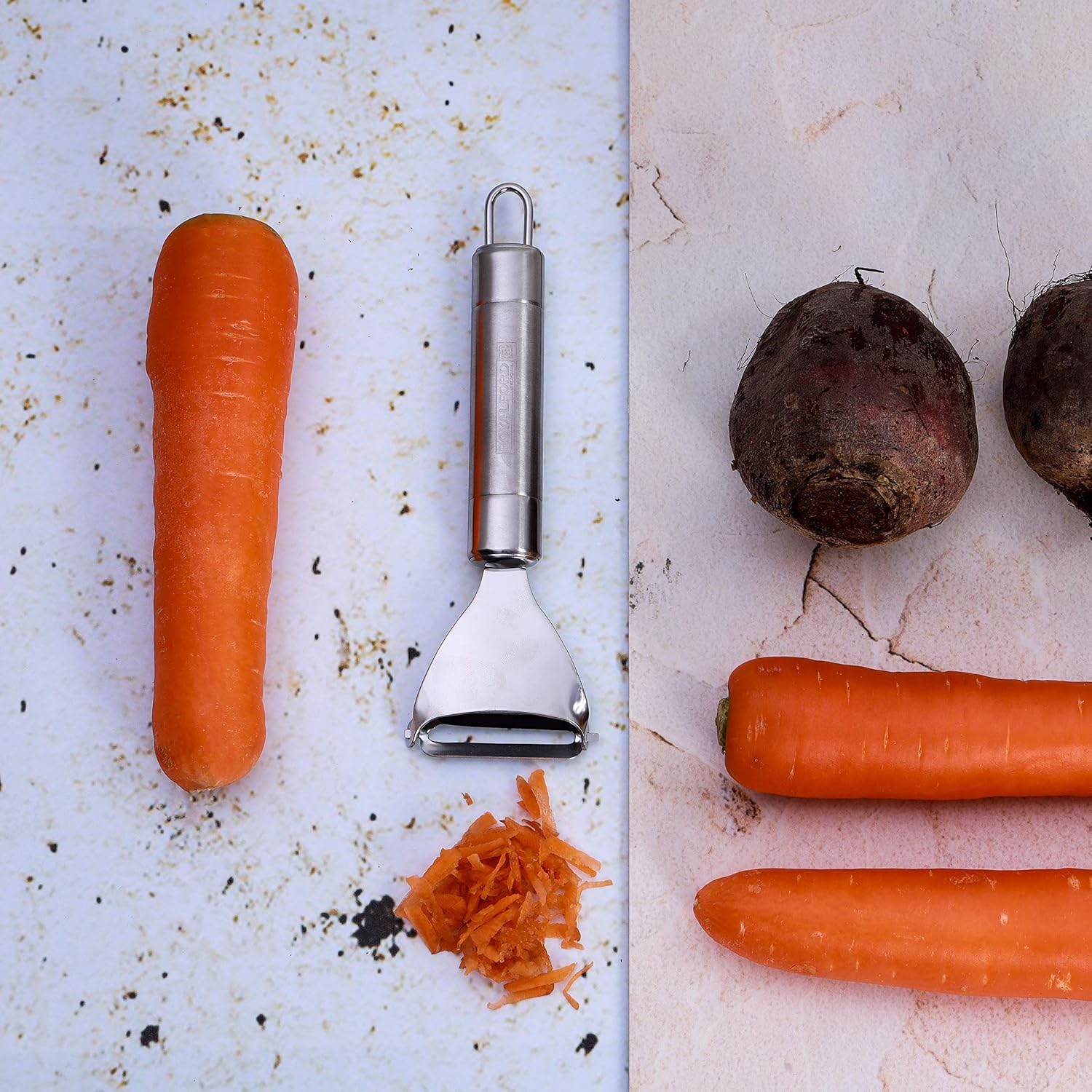 royalford professional stainless steel triangular peeler lancashire peeler perfect for peeling vegetables & fruits – y shape slicer with hanging loop – fruit vegetable peeler/slicer for quick smooth