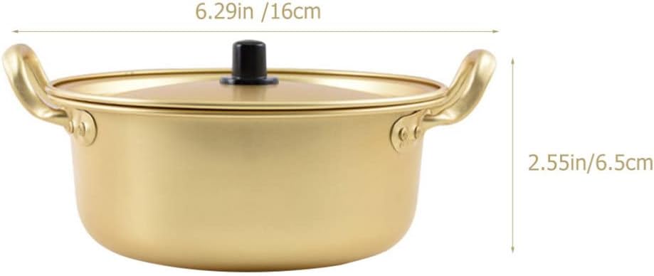 bestonzon korean ramen soup cooking pot: 1 set fast heating instant noodle with lid spoon and chopsticks aluminum stockpot shabu shabu hot pot kitchen cookware 16x14x6.5cm