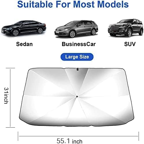 tdoo car sun shade,for car front windshield, car umbrella sun shade cover, foldable uv reflector and heat, sunshade for cars, fits most vans suvs (57 x 31 in) (a), black