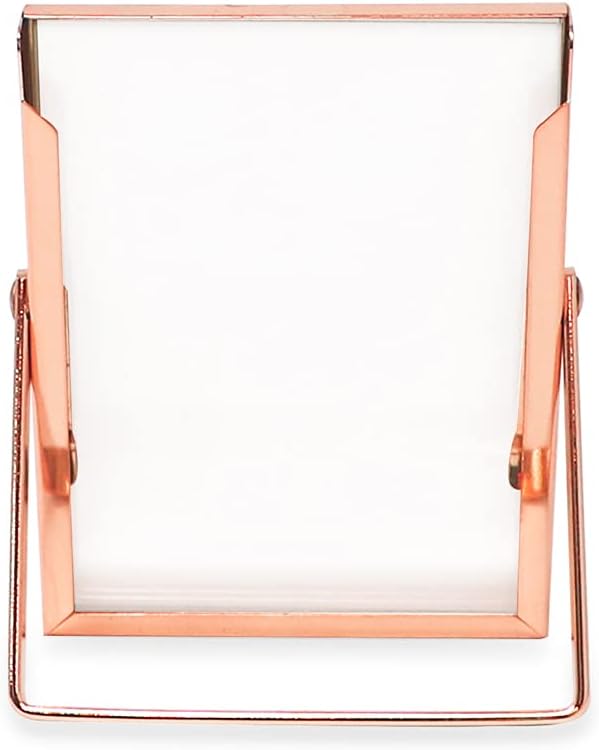 laura ashley 2x3 rose gold flat metal picture frame (vertical) with pull out easel stand, made for tabletop, counterspace, shelf and desk (2x3, rose gold)