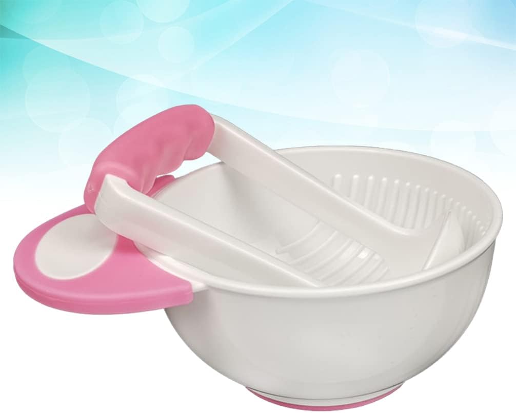 toddmomy food masher bowl baby feeding bowls set serve bowl for kids toddlers baby feeding tool (pink)