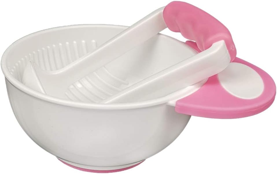 toddmomy food masher bowl baby feeding bowls set serve bowl for kids toddlers baby feeding tool (pink)