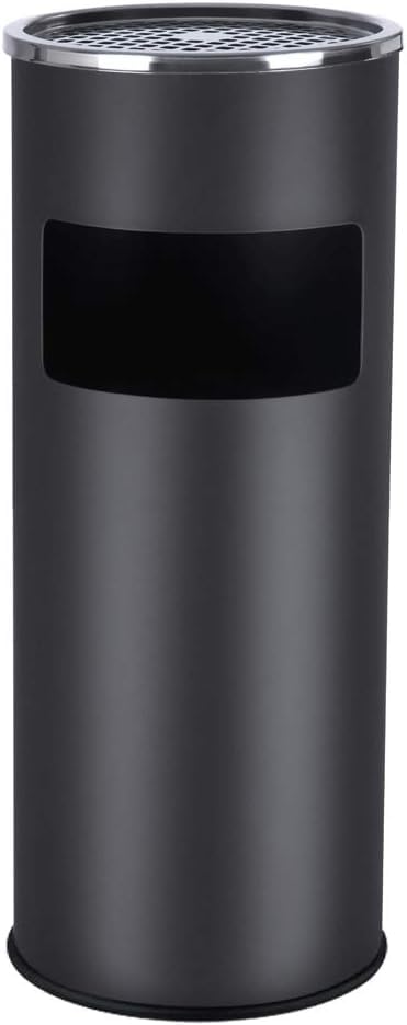 grace commercial lobby standing ashtray bin,stainless steel waste cans,garbage bin… (black)