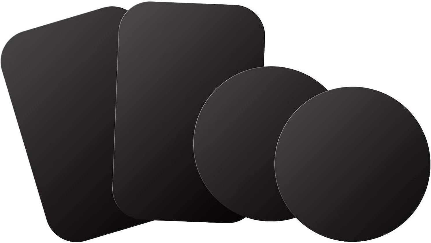 pobllem mount metal plate with adhesive for magnetic cradle less mount x4 pack 2 rectangle and 2 round (compatible with magnetic mounts) (black)