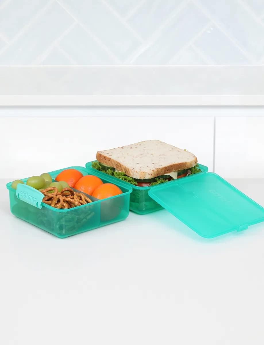 sistema 1.4l cube colored lunch box green, blue, 31735
