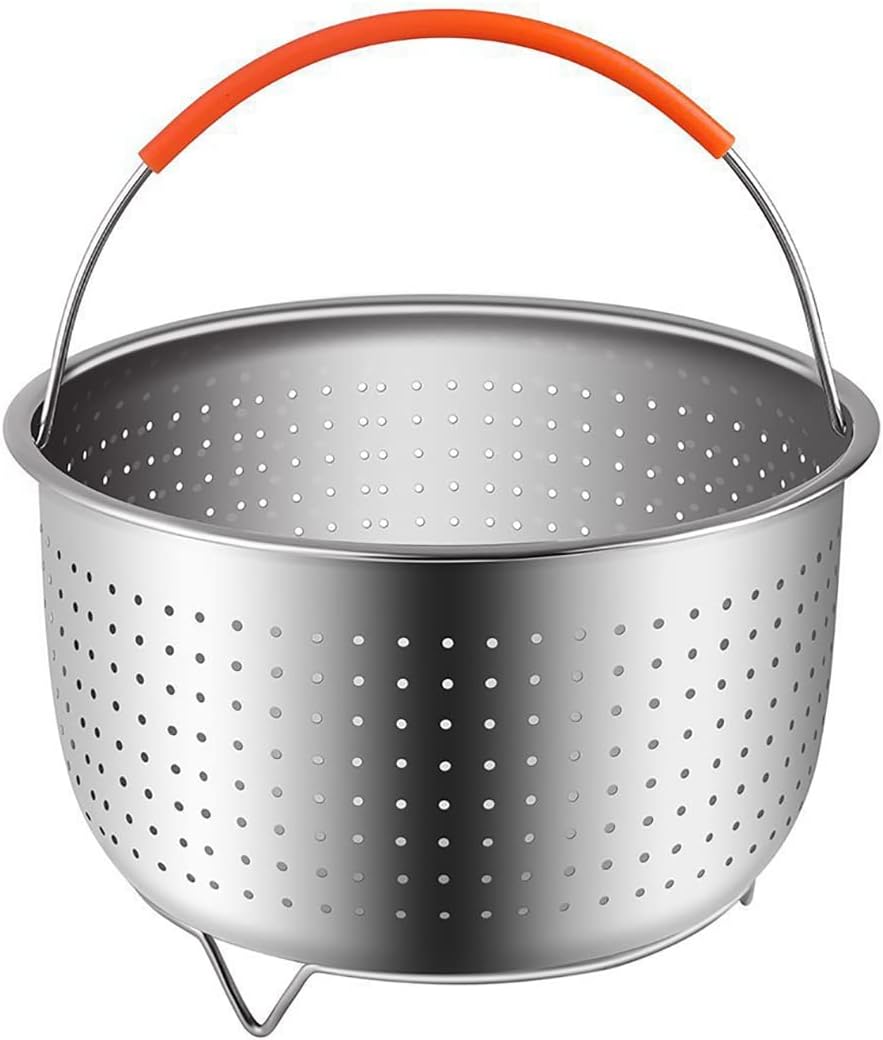 angju stainless steel steam basket, 304 stainless steel rice cooker steam pot pressure cooker anti scald steamer, used for steaming vegetables and fruit eggs cleaning basket