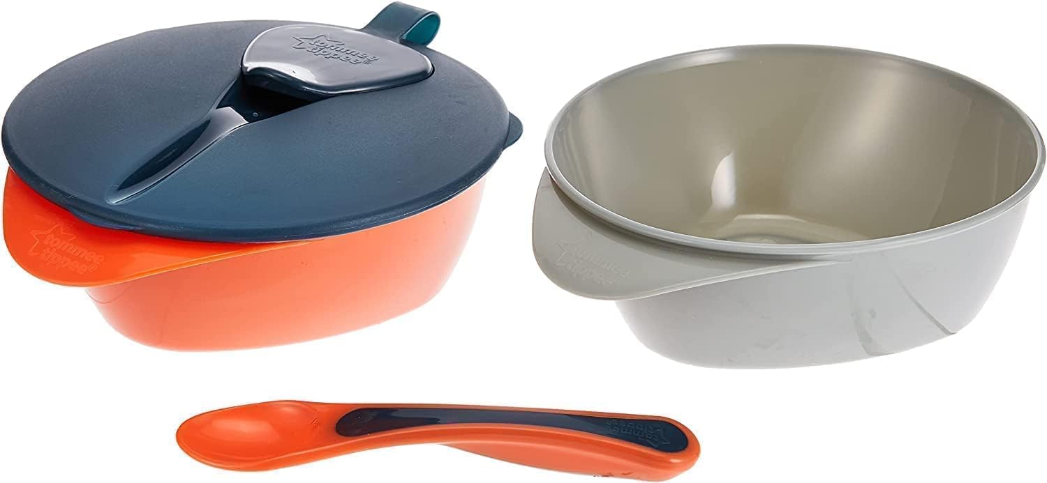tommee tippee explora easy scoop feeding bowls lid and spoon, assorted tt446718