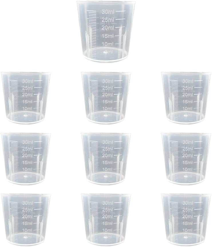set of 10 reusable medicine cups | 1oz. (30ml) graduated plastic cups with easy to read measurements | non toxic and durable design | ideal for accurate medication dosage, supplements
