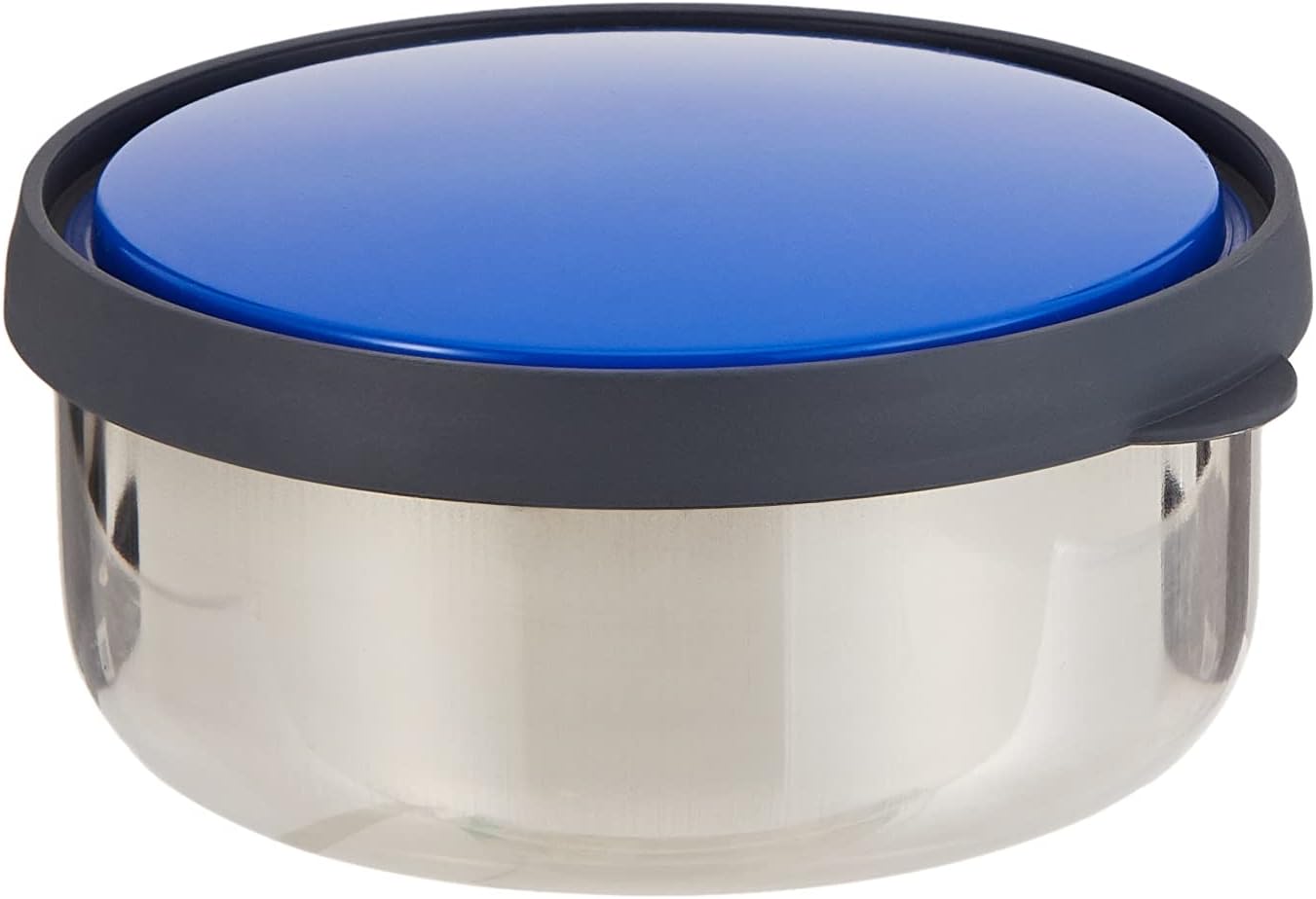 raj steel storage bowl with blue plastic lid 12 cm, pd0001, nuts bowl , food container , serving bowl, lunch box