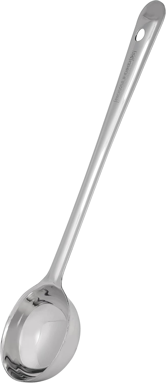 royalford 28 cm stainless steel basting ladle rf11482| ideal for cooking and serving food| premium quality ladle, food grade, elegant and lightweight design| silver