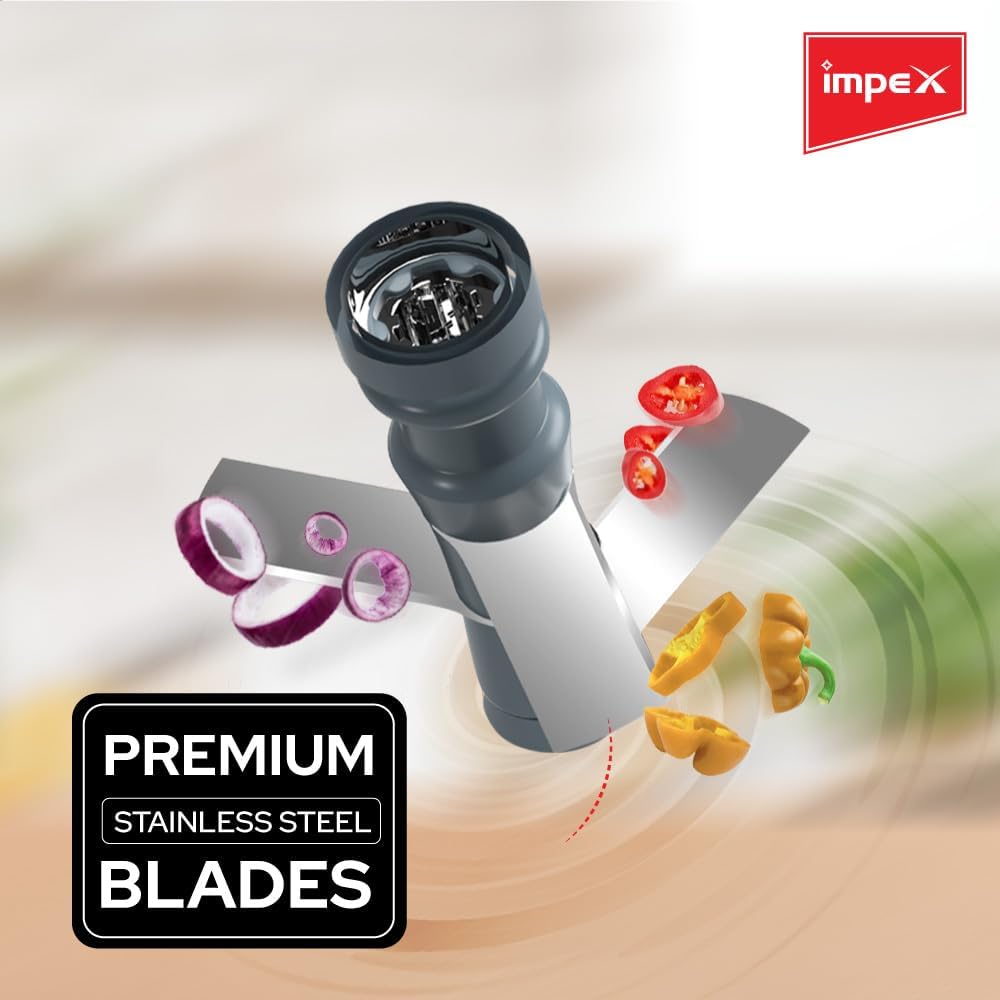 impex push chopper (ic 650) for kitchen vegetables & fruits | multipurpose hand press chopper with lock & unlock system| quick manual hand held chopper onion cutter/mixer multicolor