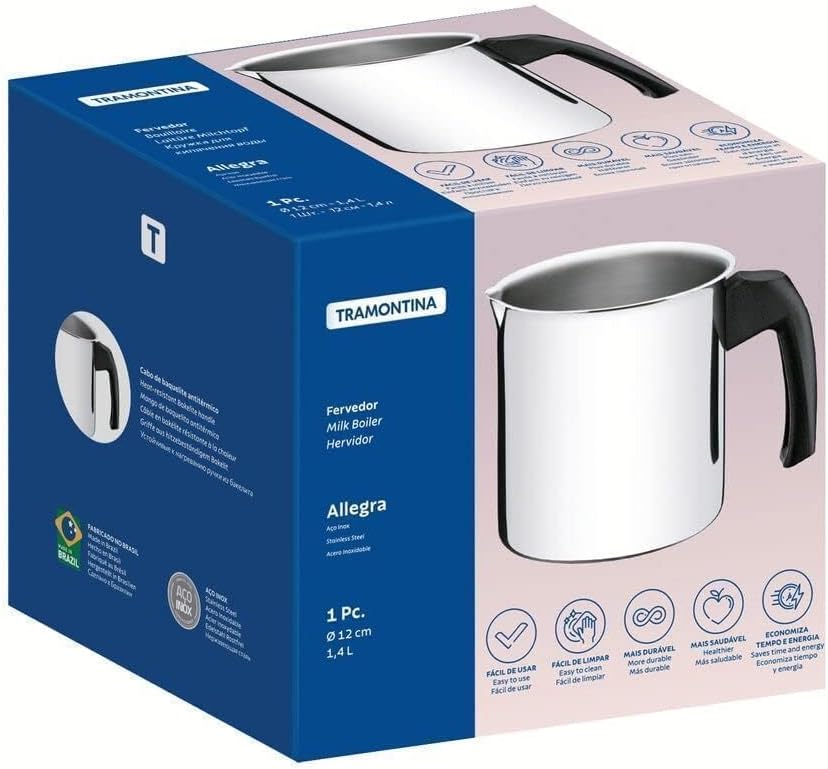 tramontina allegra 12cm 1.4l stainless steel multipurpose boiler with bakelite handle