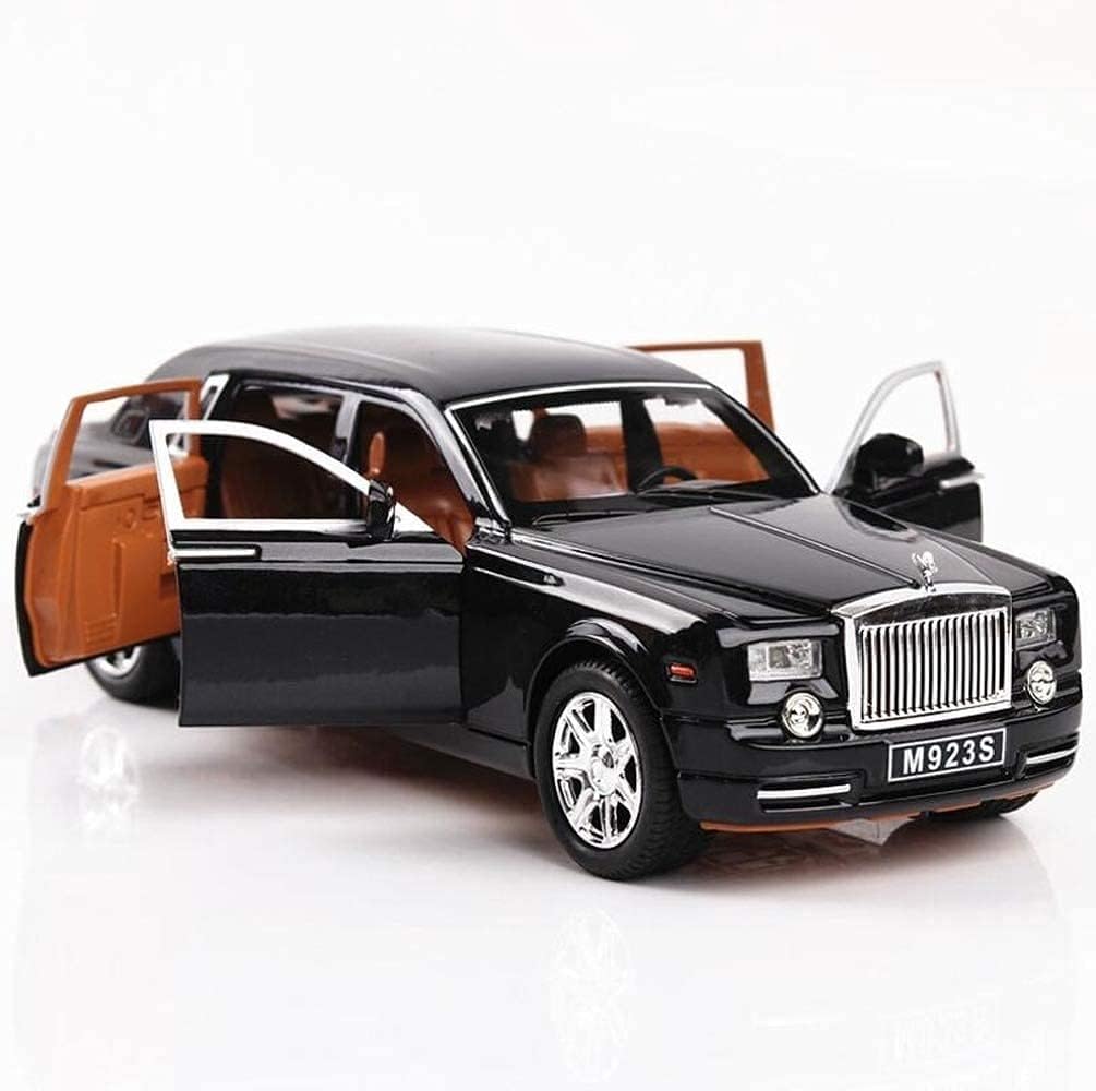 amerteer alloy car model 1:24 car model for rolls royce phantom car model boy toy diecast toy cars with sound & light & 6 open doors for kids boy girl collect gift suv model car toy rolls royce black