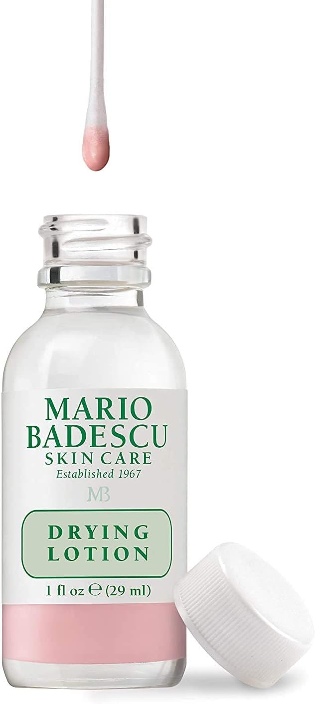 mario badescu am/pm blemish kit, includes drying lotion spot treatment with salicylic acid and sulfur (1 fl oz) and drying patch facial stickers, invisible pimple patches (12 count)