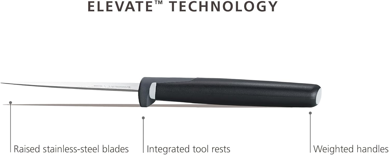 joseph joseph folio icon, 8 piece color coded knife and cutting board set, slimline case for organized kitchen storage large, silver
