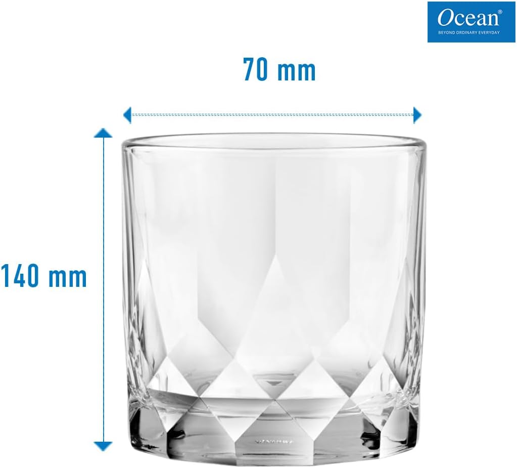 ocean connexion double rock, set of 6, clear, 350 ml, p02807, rock glass, double rock glass, lowball glass, water glass, whiskey glass, whisky glass, old fashioned glass, scotch glass