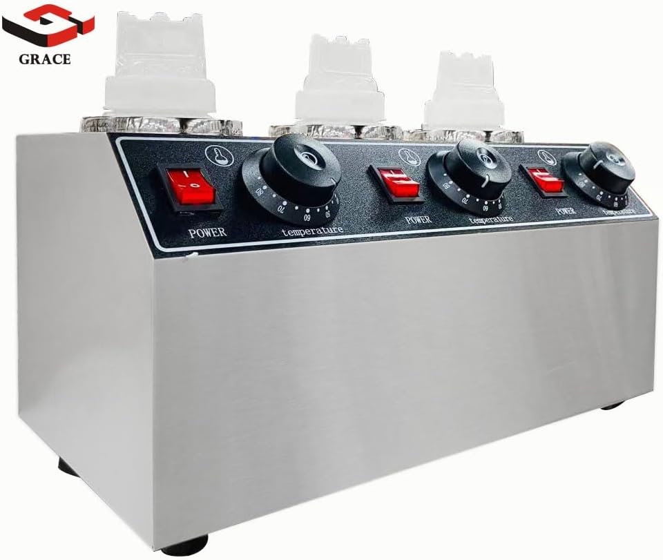 grace kitchen commercial electric hot sauce jam, chocolate bottle warmer, 3 heads chocolate spread warmer/stainless steel warmer bottles heating machine