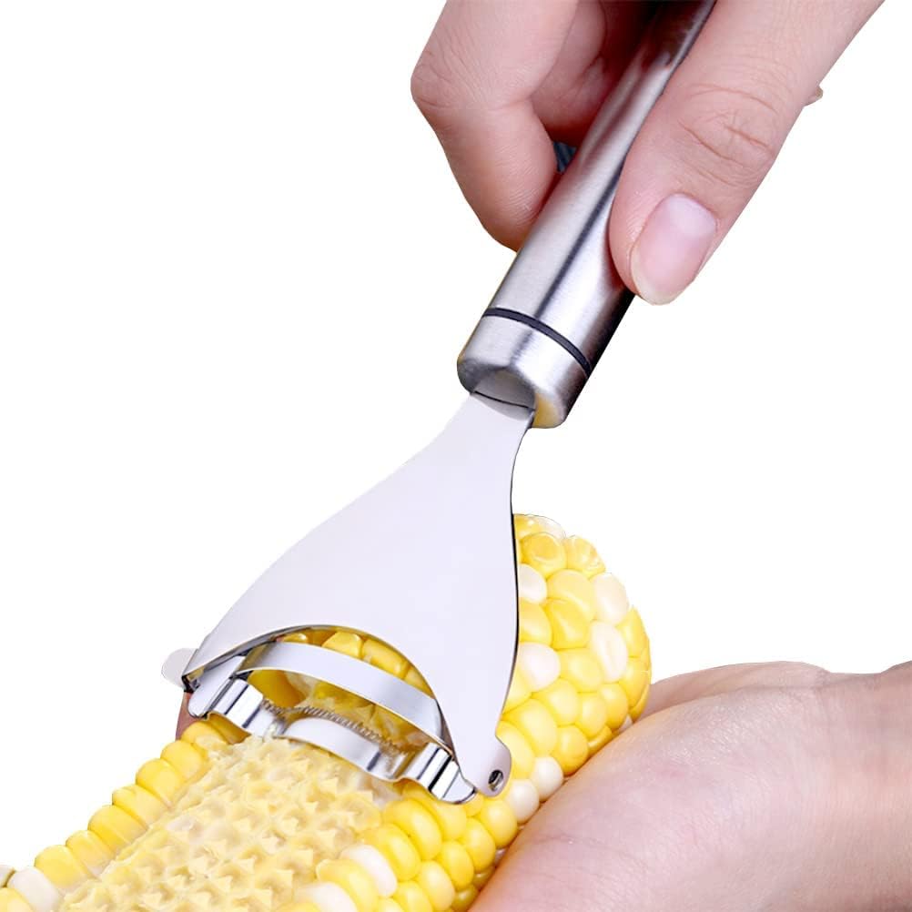mooshion deluxe corn stripper,corn cob peeler corn remover corn kerneler with stainless steel blades and hand protector