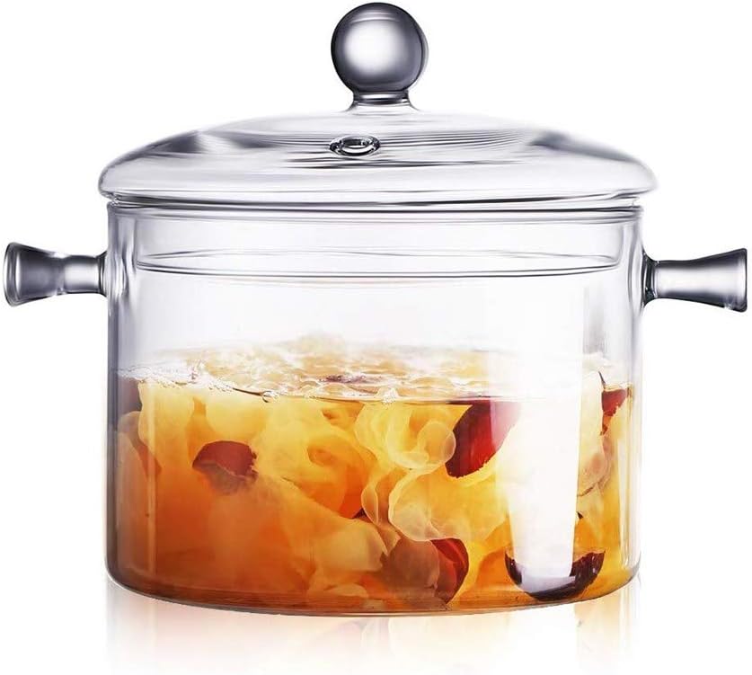 nlywb 1.5l/50 fl glass pot, glass saucepan with cover, heat resistant glass stovetop pot clear cooktop safe for pasta noodle, soup, milk, baby food