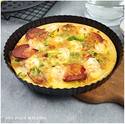 u hoome 9 inch pie pan tart pan with removable bottom, fluted pizza pan quiche pan nonstick round tart pie pan