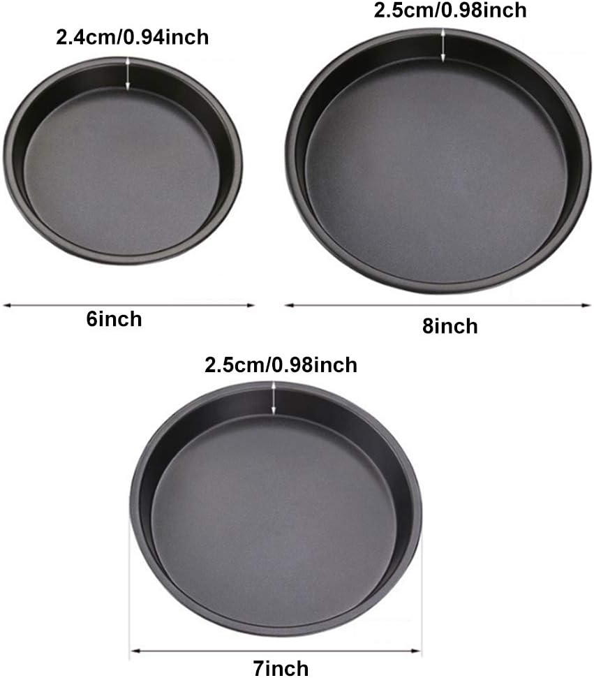 lijunjp 3pcs pizza bakeware set, carbon steel non stick coating for oven baking, round deep dish pizza pan pie pans, dishwasher safe, for kitchen, party, commercial