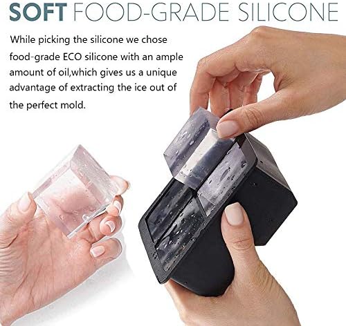 gretal 4 holes square ice cube mold food grade silicone large size ice tray with lid ice cubes maker for party bar 2pcs