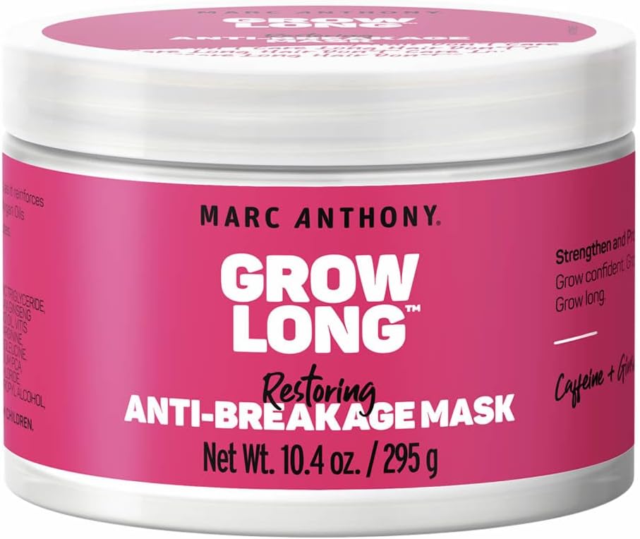 marc anthony deep conditioning hair mask for dry & damaged hair, grow long biotin argan oil, caffeine & keratin anti frizz leave in repair treatment for split ends & breakage