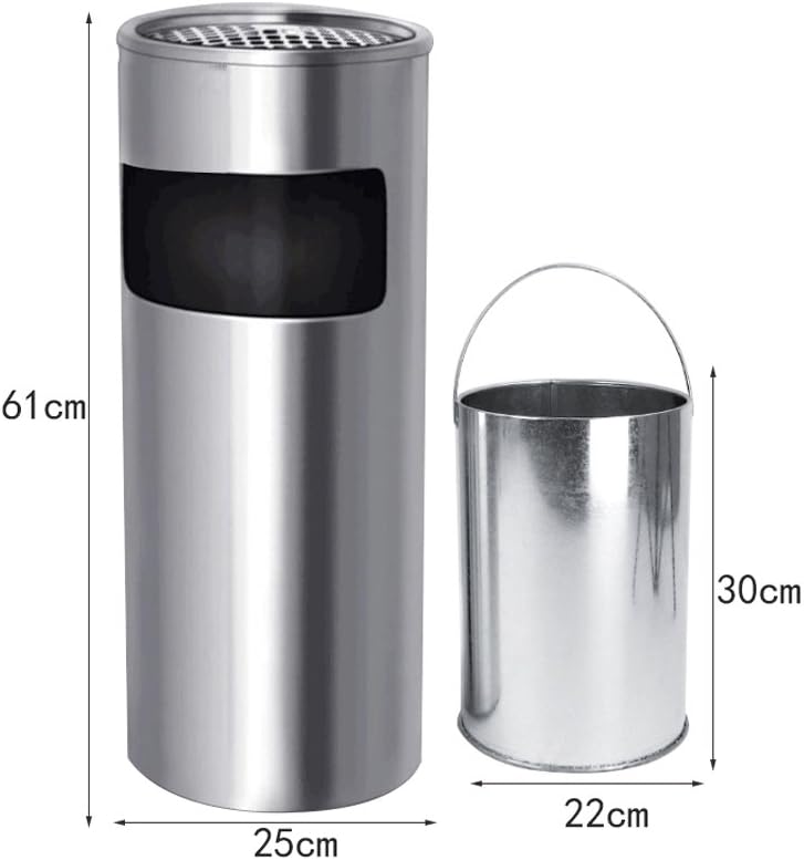 yc electronics & outdoor recycling bins trash cans modern minimalist thick stainless steel trash can, hotel lobby ktv trash can, with ashtray large trash can, cylindrical, square waste dustbins