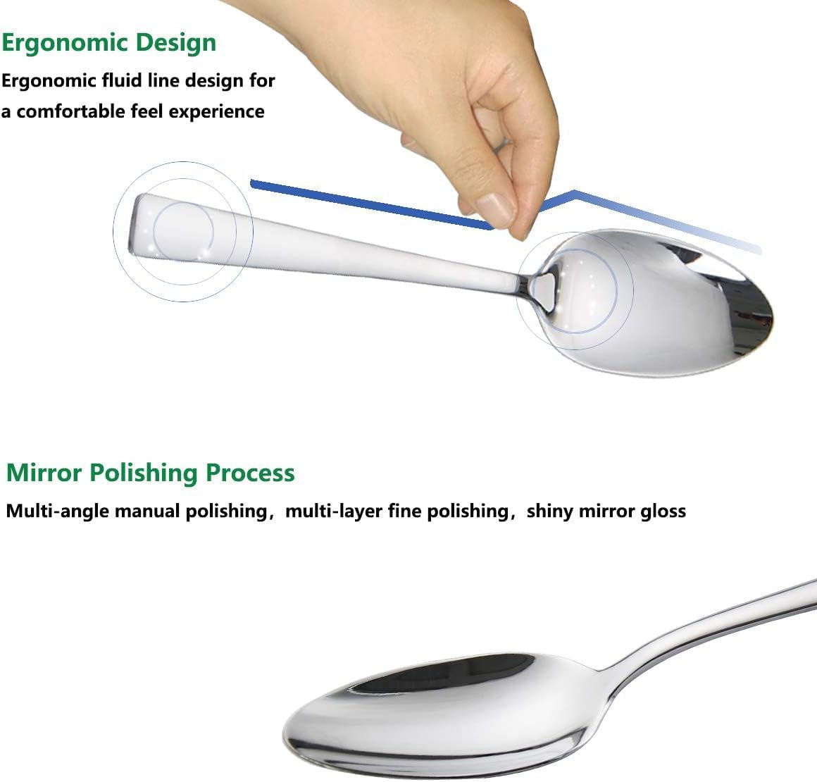 kodenipr club stainless steel dinning, dinner spoons, table spoon set of 12 for kitchen, spoon kitchen set, length 16.6cm (medium spoon)