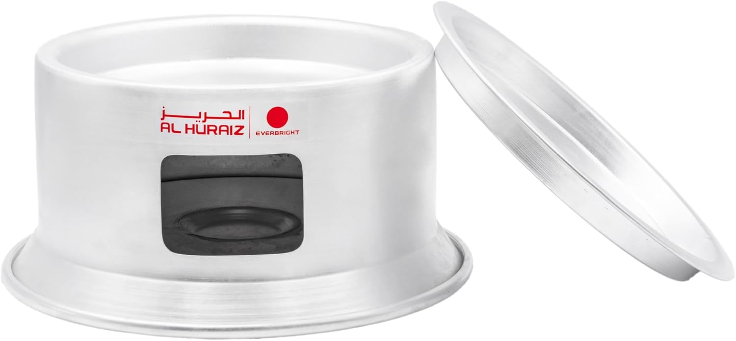 everbright aluminium kunafa warmer with plate, stand, and candle holder cooking and serving kitchenware (plain)