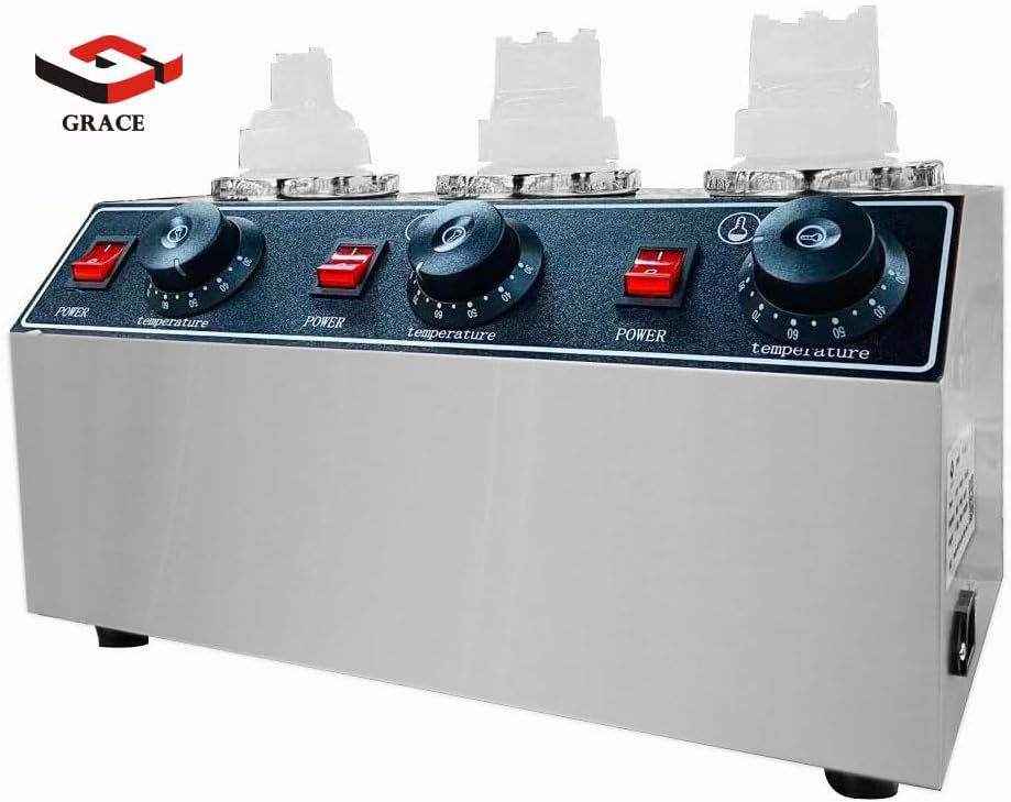 grace kitchen commercial electric hot sauce jam, chocolate bottle warmer, 3 heads chocolate spread warmer/stainless steel warmer bottles heating machine