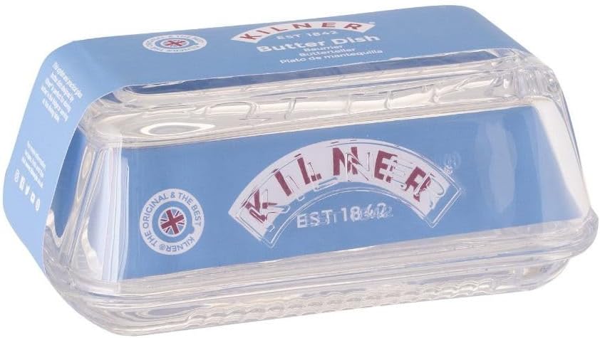 kilner 25.35 glass butter dish vintage serving tray with lid, ideal for home made artisan