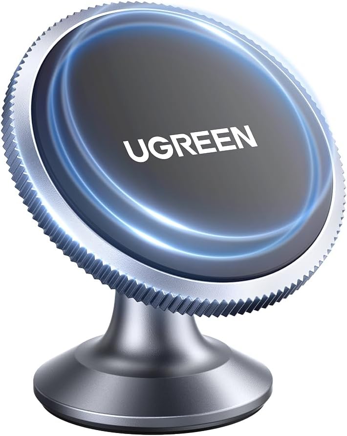 ugreen magnetic car phone holder car mount, [360° rotation super stable], one hand auto lock, mobile holder accessories, fit for iphone 16/15/14/13, samsung s25/24/23/z flip, 2 metal plates included