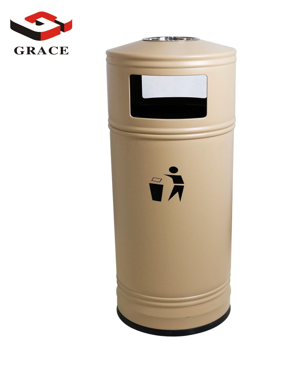 grace commercial outdoor trash can with ashtray multifunctional creative trash can ashtray outdoor waste bins (beige)