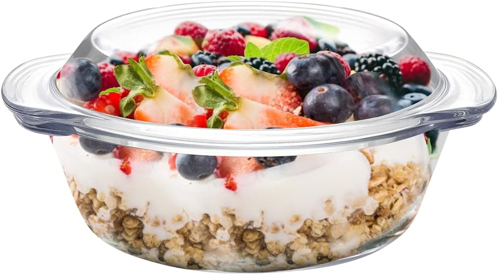 glass soup bowl with handles lid glass cereal bowls clear oatmeal bowl small glass bowl for breakfast cooking,small casserole dish round baking dish with lid, microwave, dishwasher, oven, stove safe