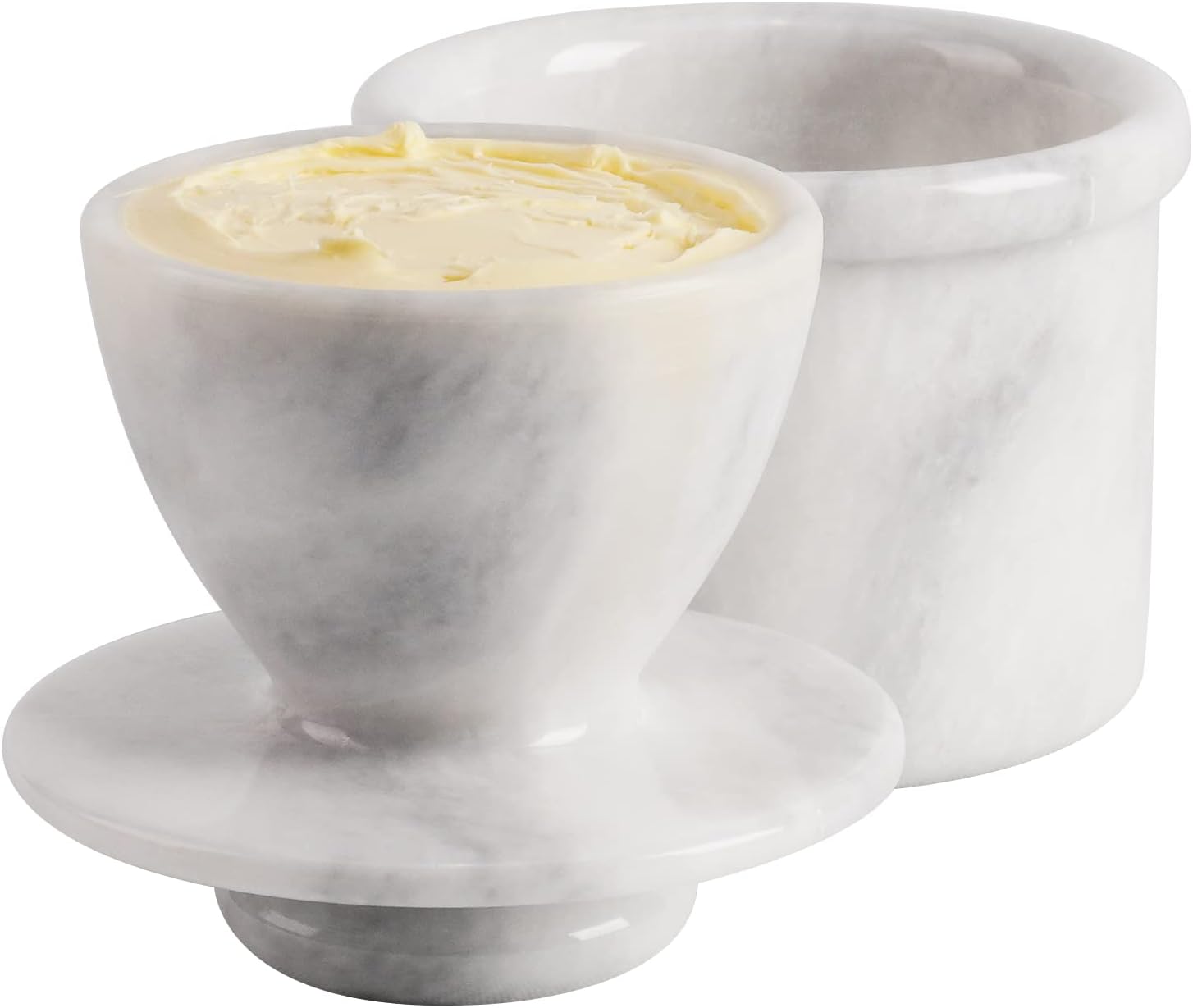radicaln marble butter keeper 4'' inches white handmade cover pot french butter storage crock keeper for kitchenware