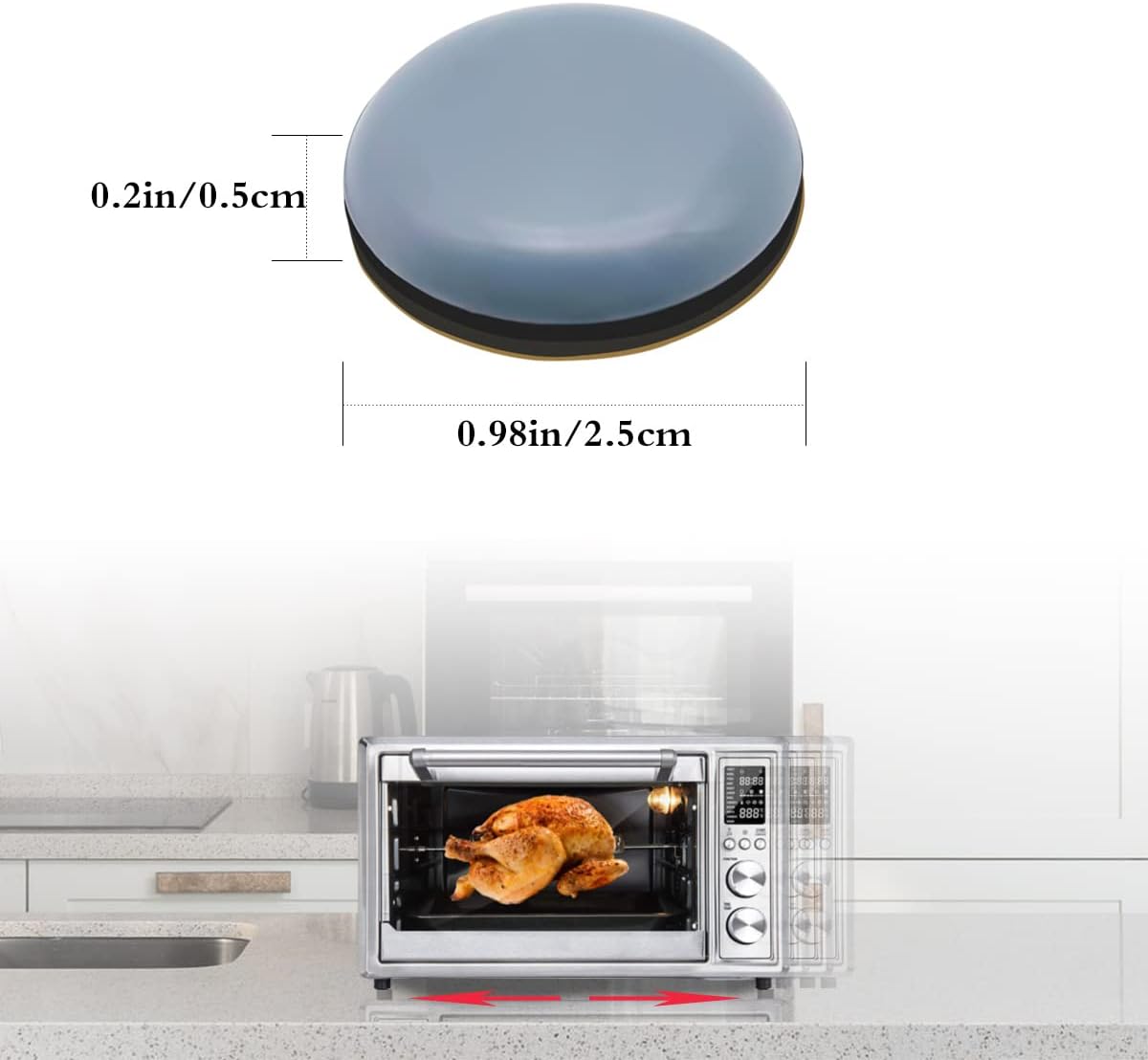 elemguly kitchen appliance sliders, 16 pack diy adhesive magic telfon self stick sliders sliding tray for most coffee makers, blenders, air fryers, pressure cooker,stand mixers