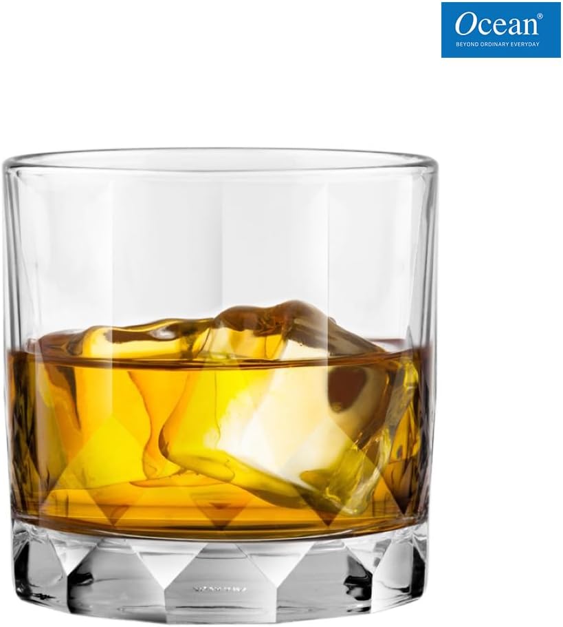 ocean connexion double rock, set of 6, clear, 350 ml, p02807, rock glass, double rock glass, lowball glass, water glass, whiskey glass, whisky glass, old fashioned glass, scotch glass