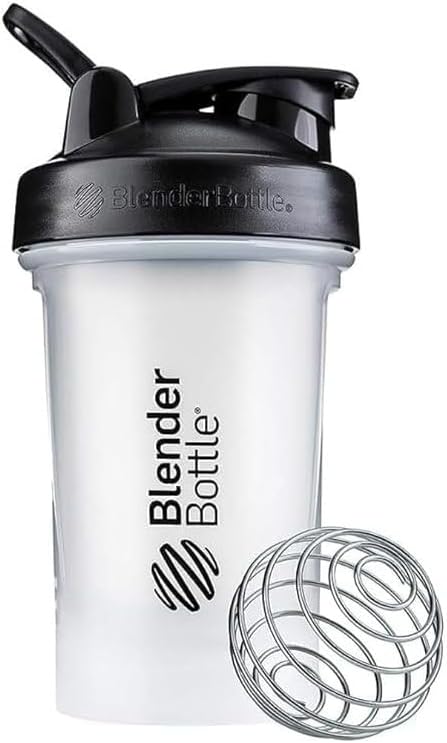blender bottle blenderbottle classic v2 shaker perfect for protein shakes and pre workout, clear/black 20 ounce c03595
