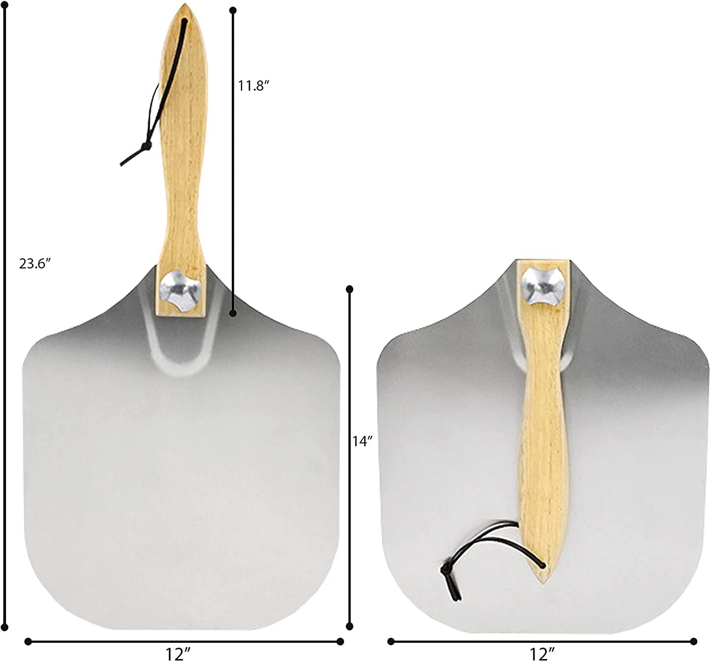 premify aluminum metal pizza peel with foldable wood handle for easy storage, 12"x14 inch professional pizza paddle for baking homemade pizza bread 12"x14" turning peel