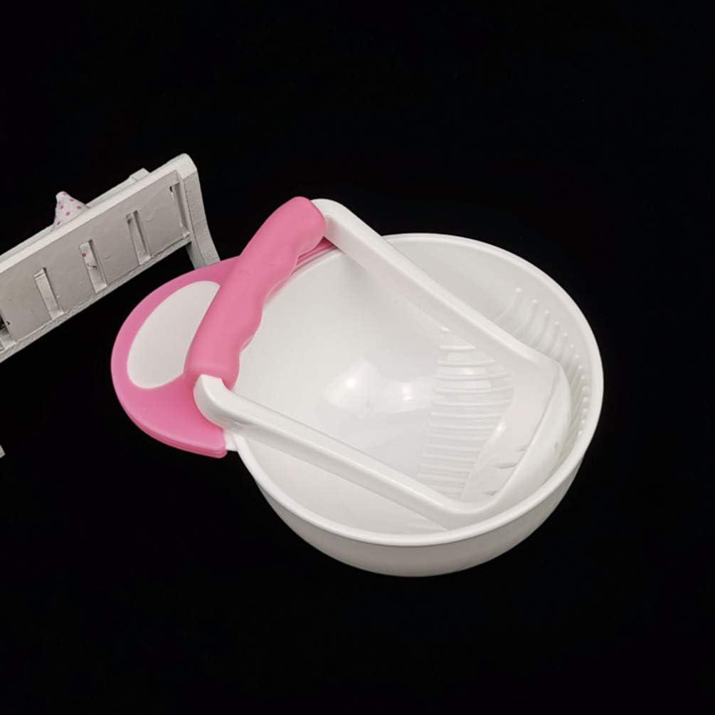 toddmomy food masher bowl baby feeding bowls set serve bowl for kids toddlers baby feeding tool (pink)