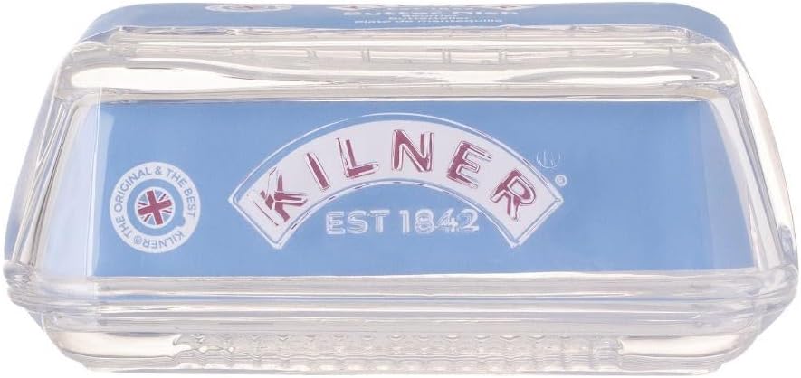 kilner 25.35 glass butter dish vintage serving tray with lid, ideal for home made artisan