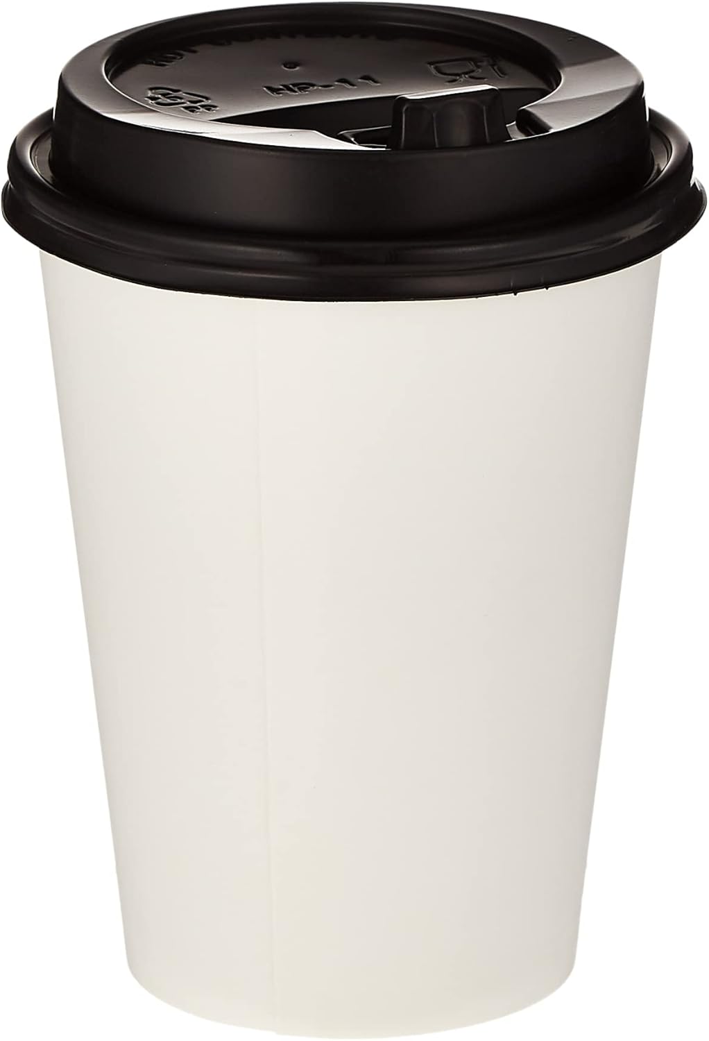 soft n cool hotpack disposable heavy duty paper cup white 12 ounce with black lid, 10 pieces for hot & cold drinks, coffee & tea.
