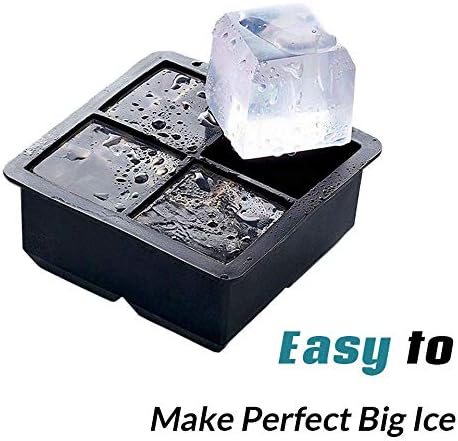 gretal 4 holes square ice cube mold food grade silicone large size ice tray with lid ice cubes maker for party bar 2pcs