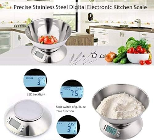 skeido stainless steel kitchen scales electronic digital weight scale cooking tool food balance cuisine precision with bowl 5kg 1g