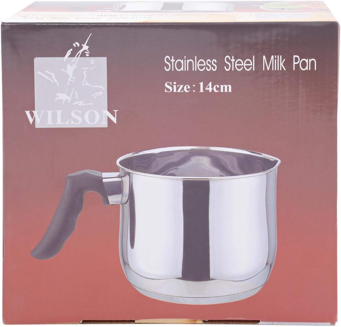 wilson jy 074 milk pan, silver/black, 14 cm, stainless steel