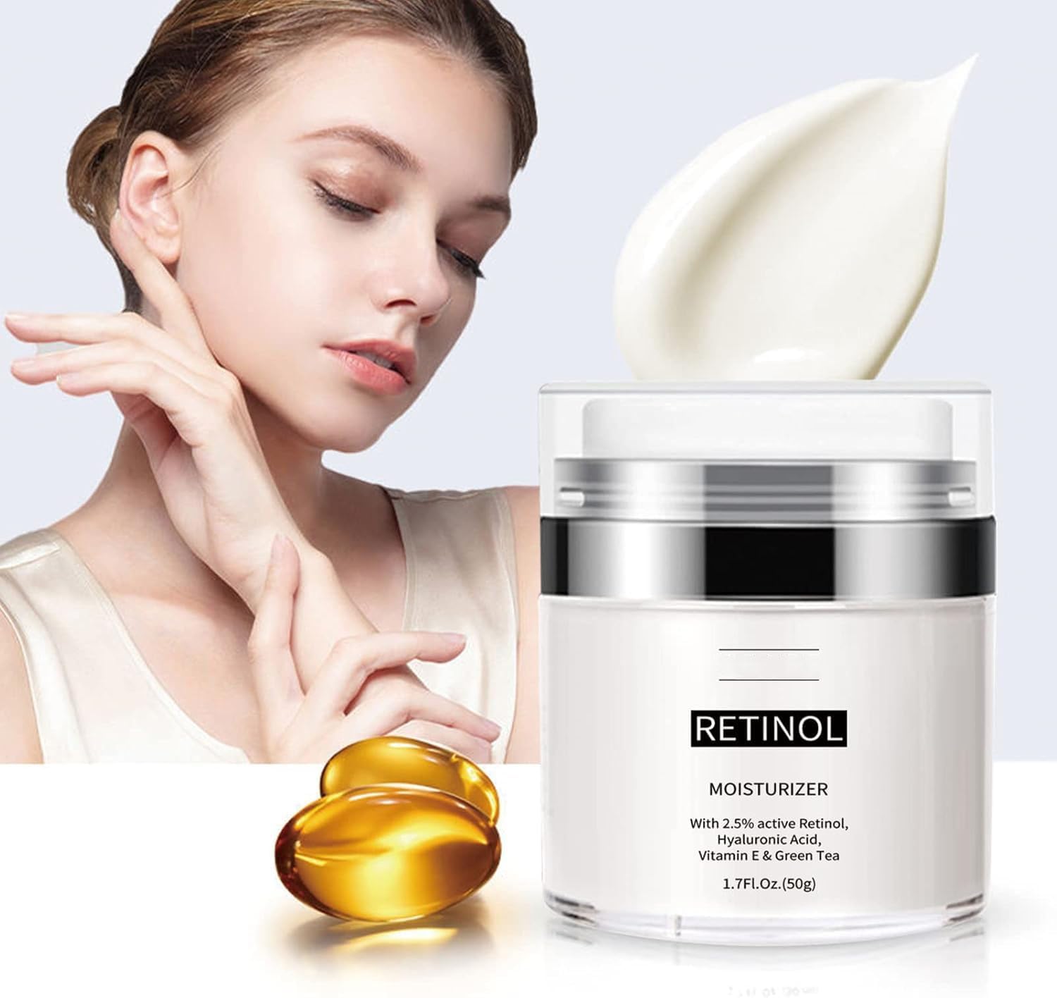 moisturising cream 50 g retinol cream for the face, retinol cream, moisturising face care gel, anti wrinkle cream, moisturising cream for dry and sensitive skin